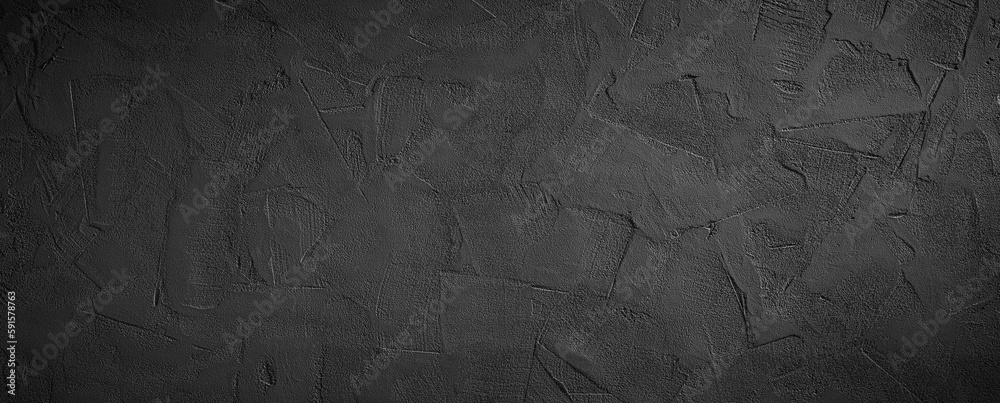 Naklejka premium Black or dark gray rough grainy stone plastered wall texture background
