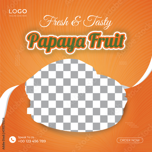 Organic papaya powder social media stories set vector illustration. Exotic eco-friendly seed oil. Papaya social media post.