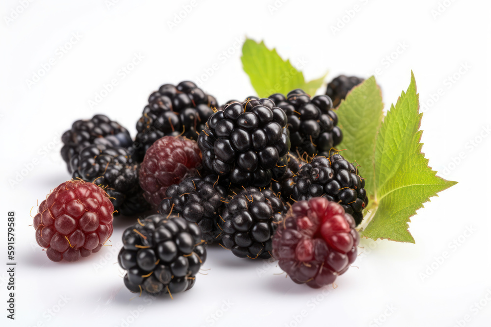 Blackberry, white isolated background generative ai, Fresh tasty fruit Blackberry, white isolated background generative ai, Fresh tasty fruit