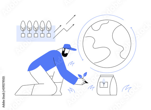 Reforestation abstract concept vector illustration.