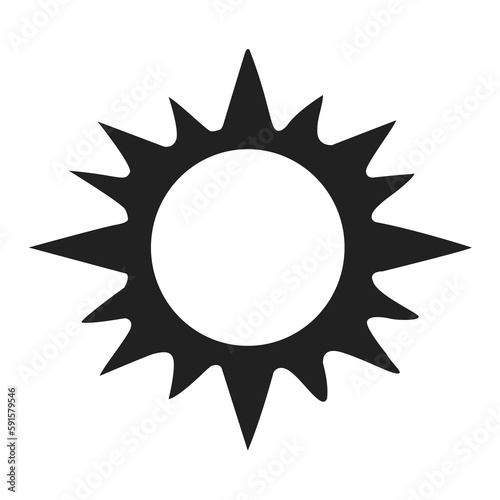 Black and white sun clipart. Sun silhouette illustration.
