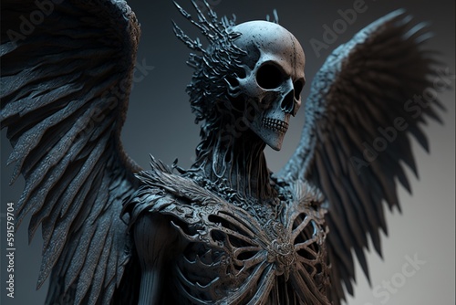 winged ghost skeleton　Generative AI