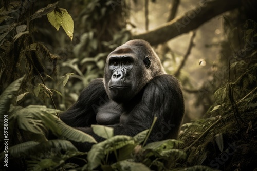 silverback gorilla in the jungle