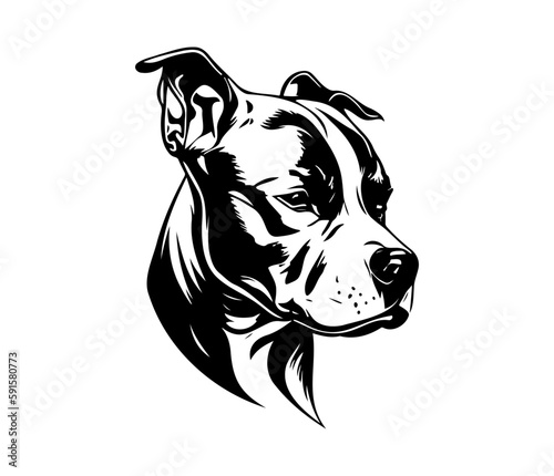 american pit bull terrier, american pit bull terrier Dog Face SVG, black and white american pit bull terrier vector
