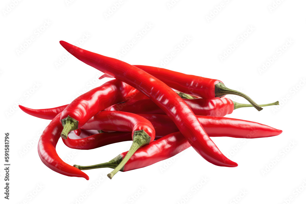 Red chili isolated on transparent background. Ganerative Ai