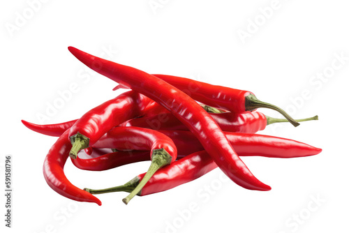 Red chili isolated on transparent background. Ganerative Ai
