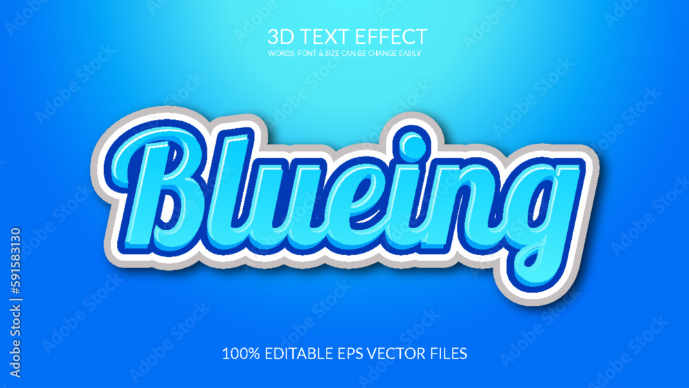 Blueing 3D Text Style Effect with Editable Text