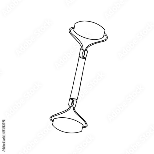 Cosmetic roller for face massage Gua Sha. Isolated design element on a white background. 