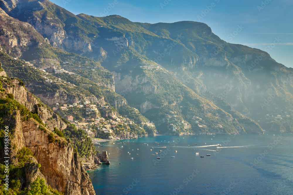 Beautiful view of Positano city in Amalfi Coast