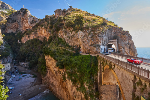 Furore Fjord and bridge, Amalfi Coast, Italy