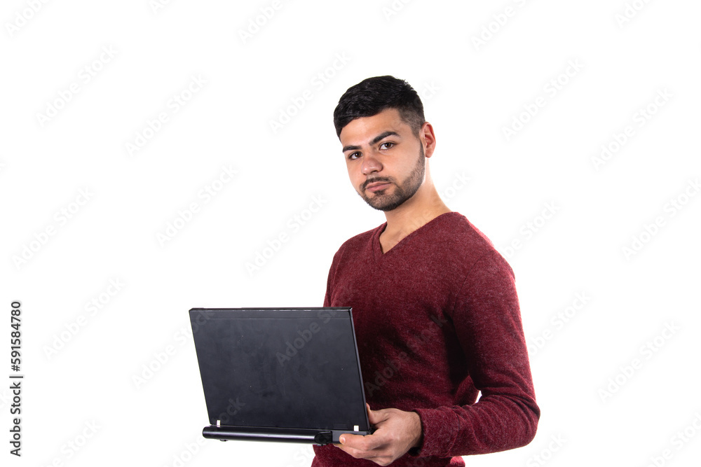 Work and study. Young attractive student posing in the studio. Work and study. Young attractive student posing in the studio.
