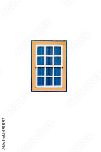 Vintage wooden window  isolated on white background  Brazilian old window.