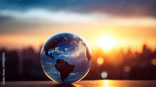 Global Communication Concept with Blurred Earth Planet in Background and Copyspace © Thares2020
