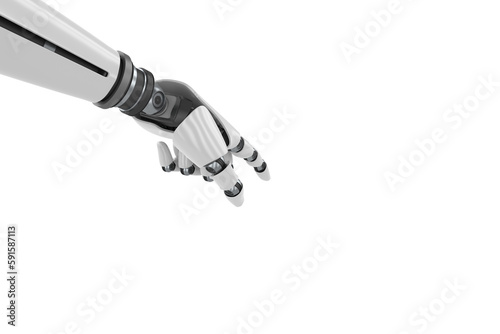 White robot arm pointing at something