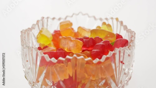 Gold bears. Animal gummy candies. Isolated on white background