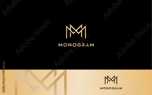 Typography letter mm luxury logo vector