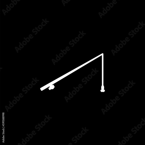 Fishing rod reel icon isolated on black background