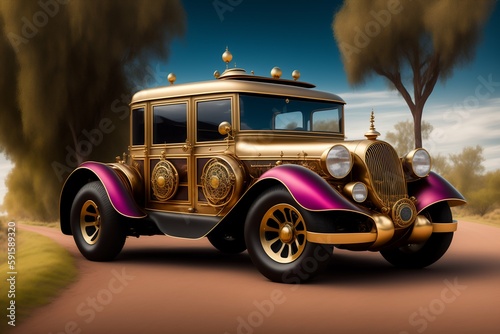 altmodsches Auto aus Gold 