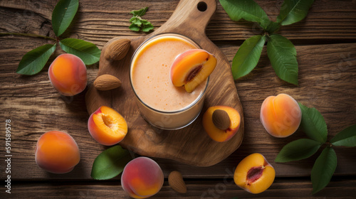 Fresh Apricot Smoothie on a Rustic Table