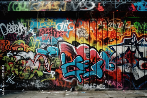 graffiti wall background texture created with Generative AI technology