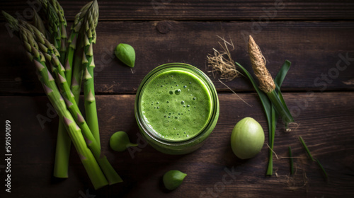 Fresh Asparagus Smoothie on a Rustic Table
