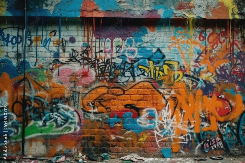 Obraz premium graffiti on the wall created with Generative AI technology