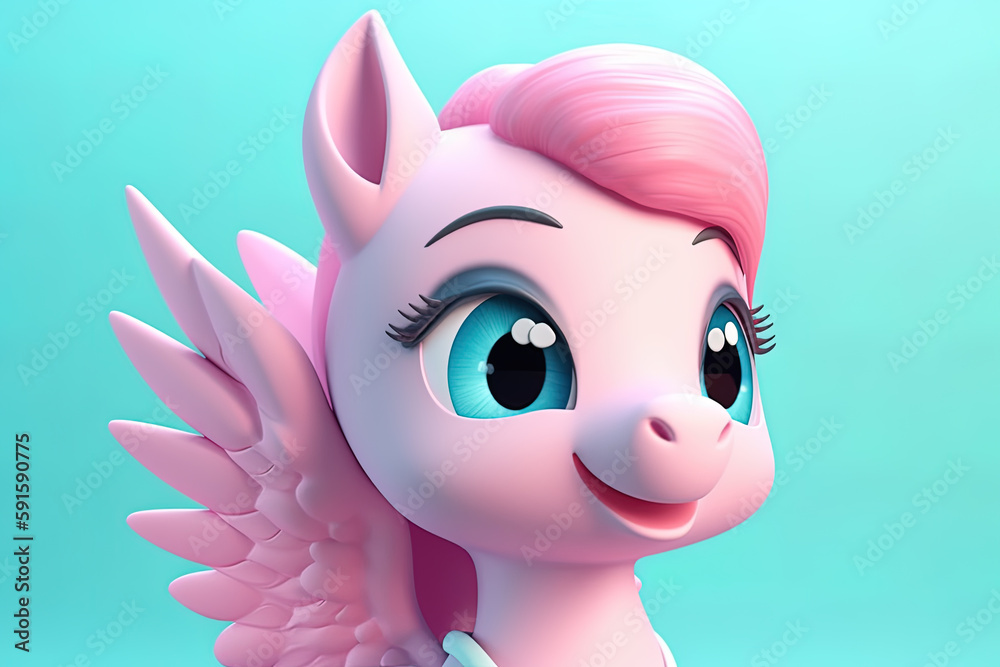 nice drawing of a pink pegasus in 3d. generative ai image nice drawing of a pink pegasus in 3d. generative ai image