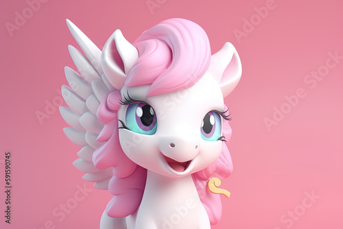 nice drawing of a pink pegasus in 3d.generative ai image