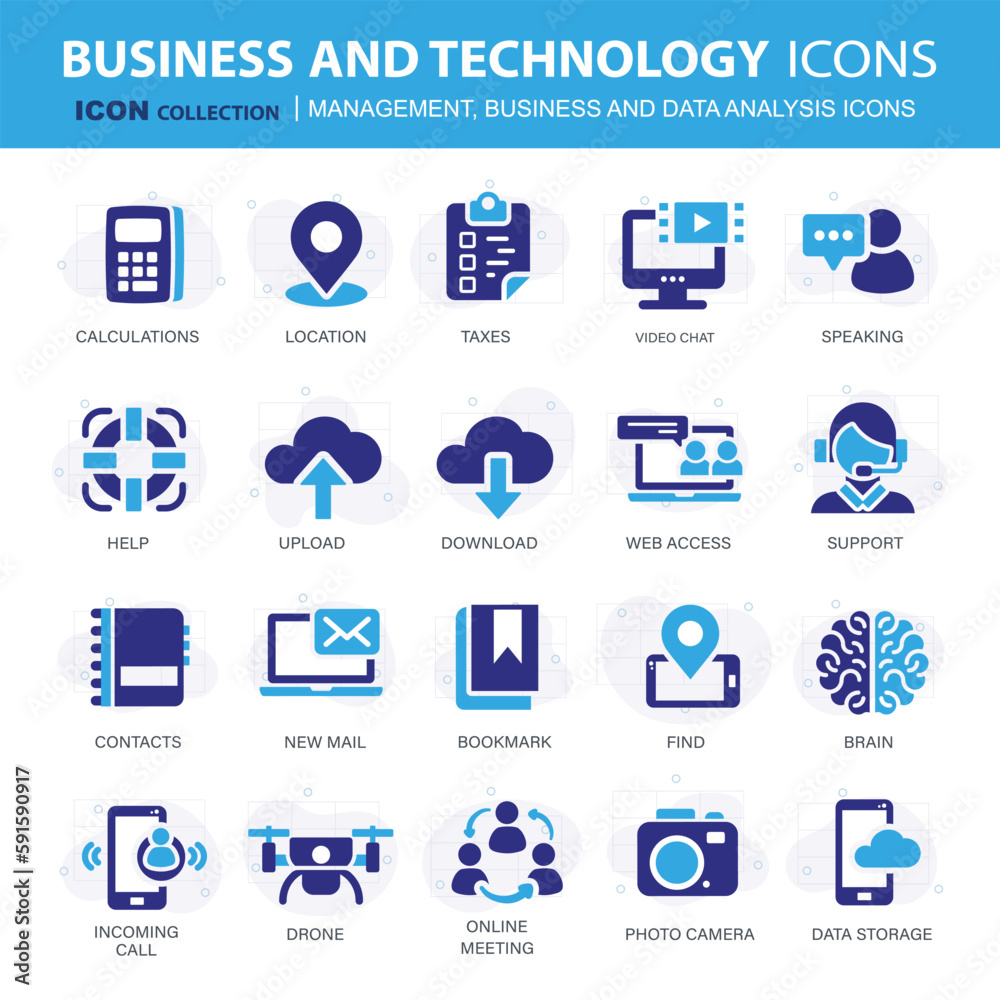 Business and marketing, programming, data management, internet connection, social network, computing, information. Flat vector illustration	
