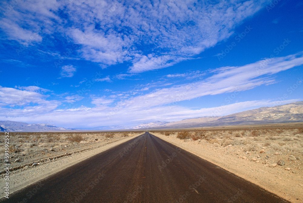 Road, Mojave Desert, California, USA Road, Mojave Desert, California, USA