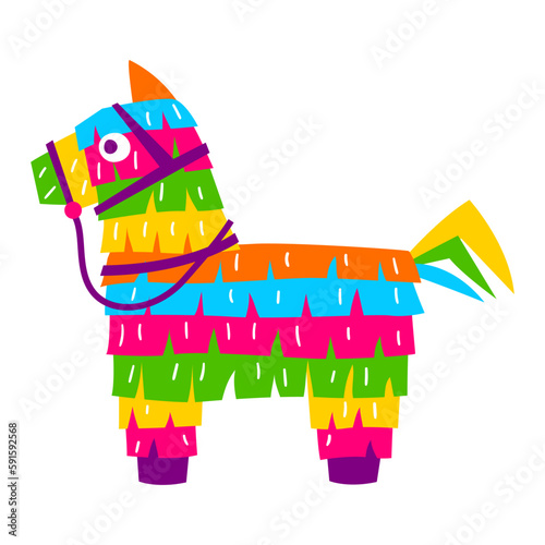 Mexican pinata. Traditional holiday item. Stylized illustration for celebration Cinco de Mayo.