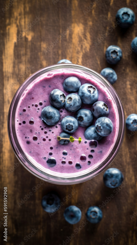 Fresh Blueberry Smoothie on a Rustic Table Fresh Blueberry Smoothie on a Rustic Table