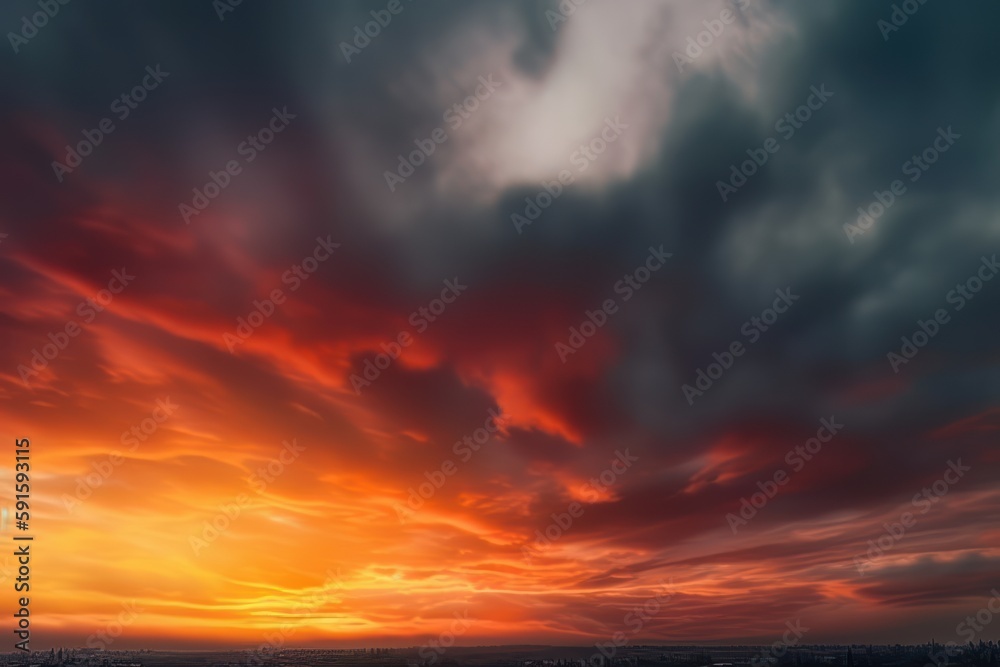 abstract nature sky and skyline photo, in the style of colorful turbulence, dark orange and dark cyan