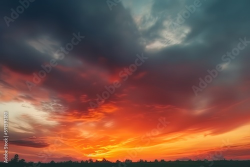 abstract nature sky and skyline photo, in the style of colorful turbulence, dark orange and dark cyan © Fernando