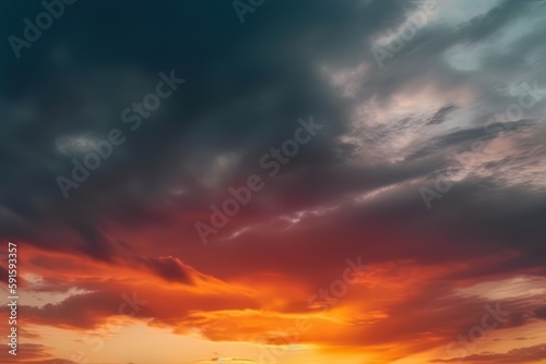 the sunset is above a field, in the style of colorful turbulence, dark turquoise and red © Fernando