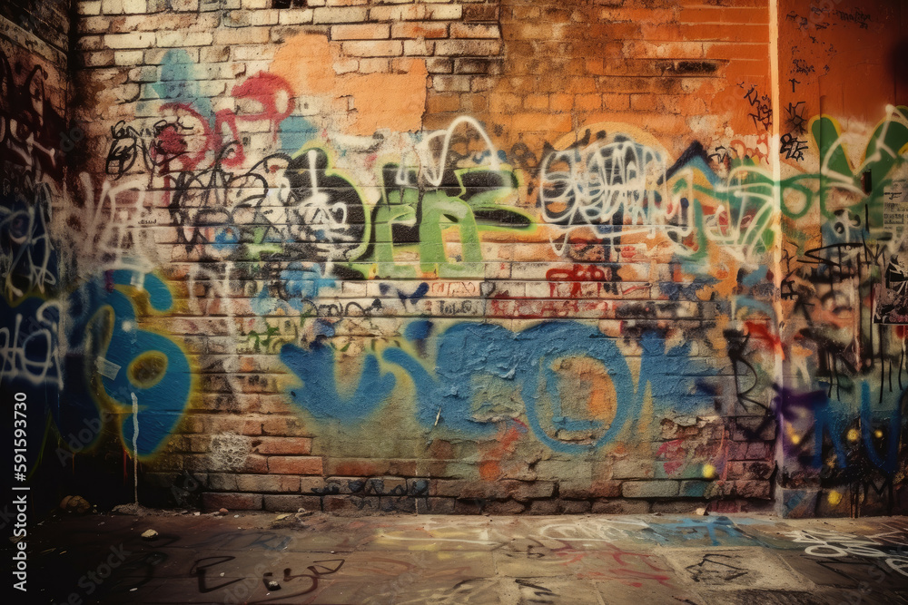 Fototapeta premium graffiti on the wall created with Generative AI technology