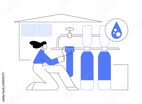 Whole house water filtration abstract concept vector illustration.