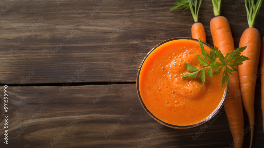 Fresh Carrot Smoothie on a Rustic Table