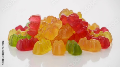 Gold bears. Animal gummy candies. Isolated on white background