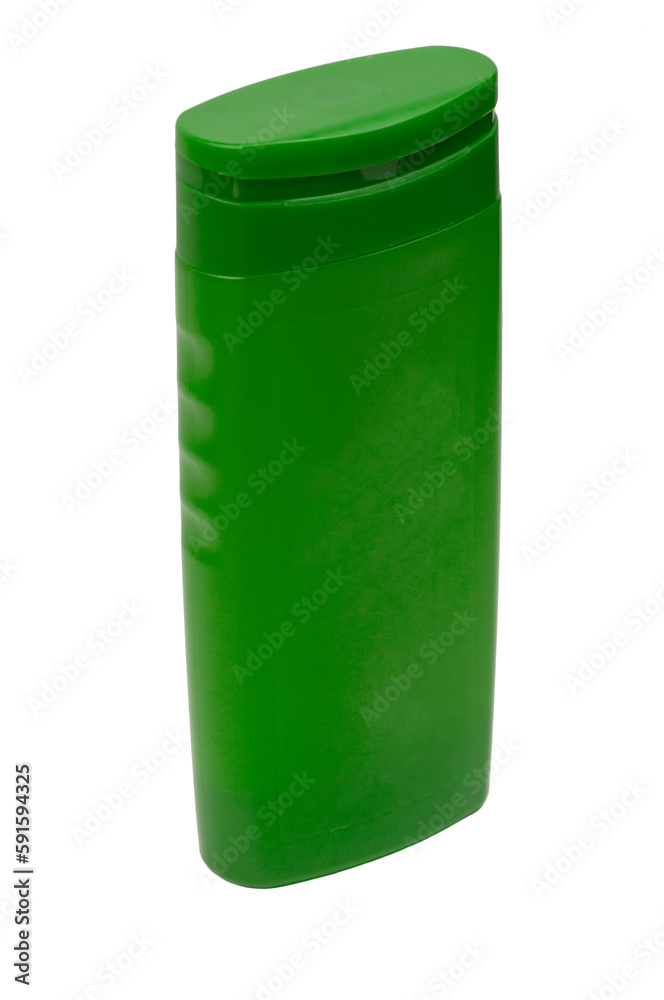 shower gel in a green bottle on a white background. hygiene product in a plastic green bottle on a light texture. shampoo production concept shower gel in a green bottle on a white background. hygiene product in a plastic green bottle on a light texture. shampoo production concept