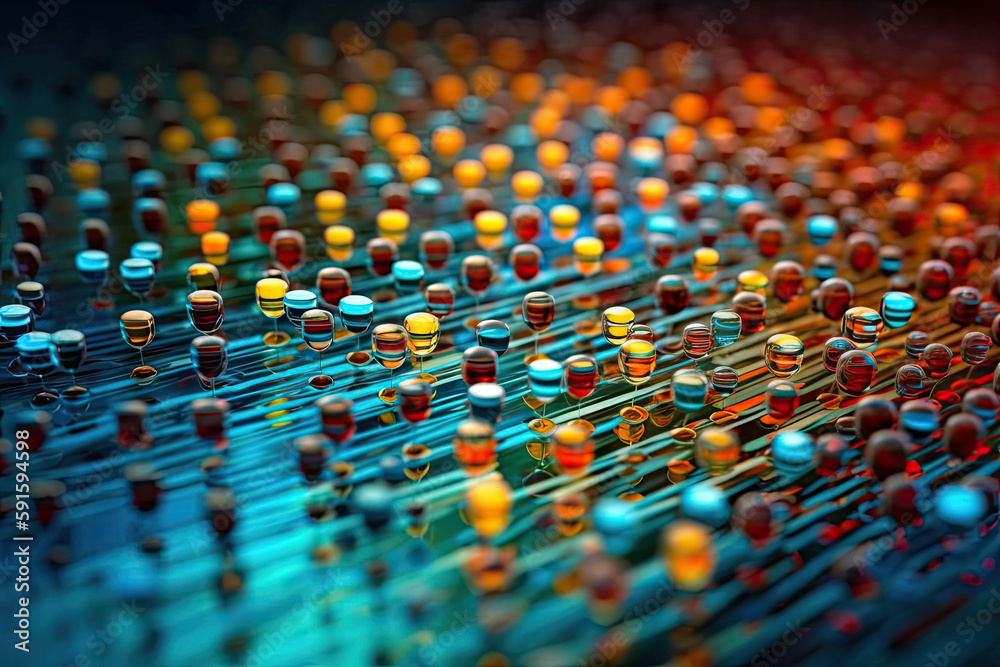 Obraz premium Abstract colored chaotic particles wallpaper generative ai