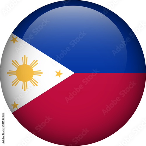 Philippines flag button. Emblem of Philippines. Vector flag, symbol. Colors and proportion correctly.