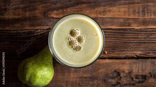 Fresh Cherimoya Smoothie on a Rustic Table