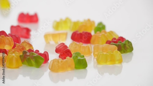 Gold bears. Animal gummy candies. Isolated on white background