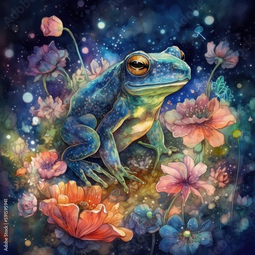 watercolor mysterious Frog Generative Ai © TieShine