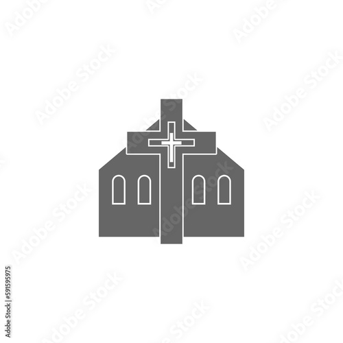 Church tower with cross icon isolated on transparent background