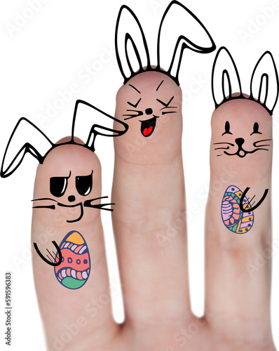 Vector image of fingers representing Easter bunny 