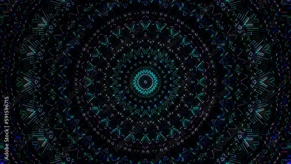 abstract lines colorful light shining round shape in center, black background	
