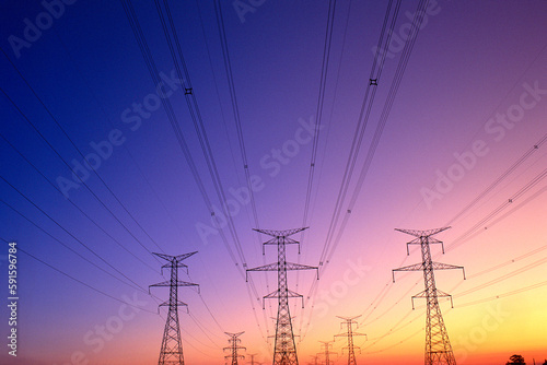 Power Lines at Sunset Markham, Ontario, Canada photo
