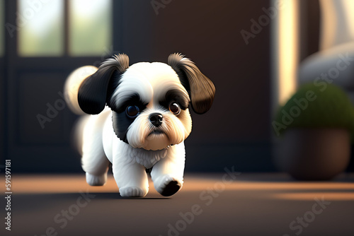 pug puppy on the floor generated with Ai